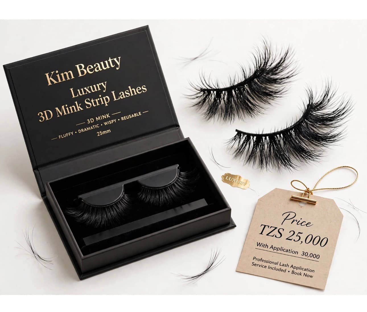 3D Mink Strip Lashes — Lashes at Kim Beauty Arusha